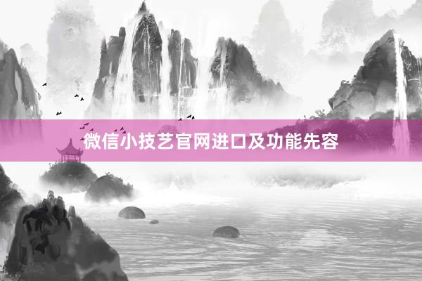 微信小技艺官网进口及功能先容